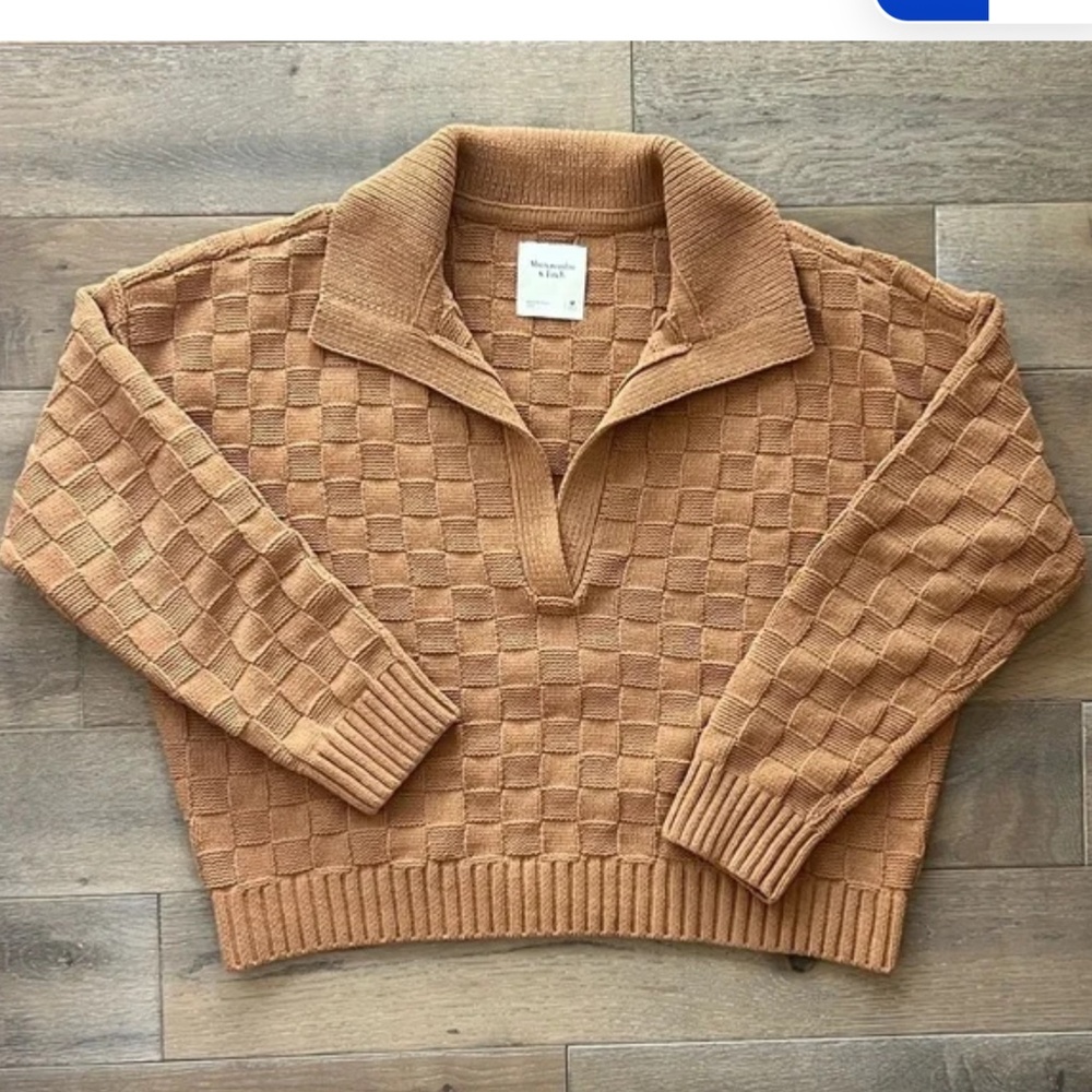 Abercrombie & Fitch brown tan checkered sweater small